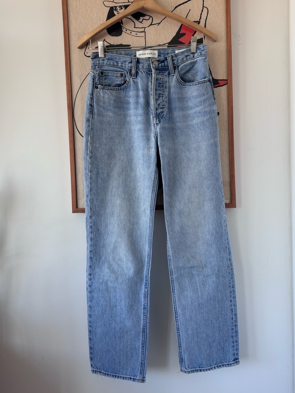Denim Forum Light Blue Straight Leg Jeans - Picture 2 of 3